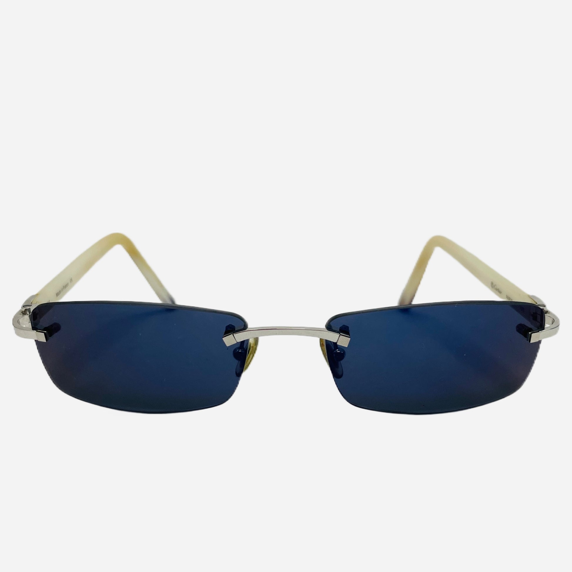 Vintage-Cartier-C-Decor-Rimless-Mother-of-Pearl-Platinum-Sonnenbrille-Sunglasses-the-seekers-front