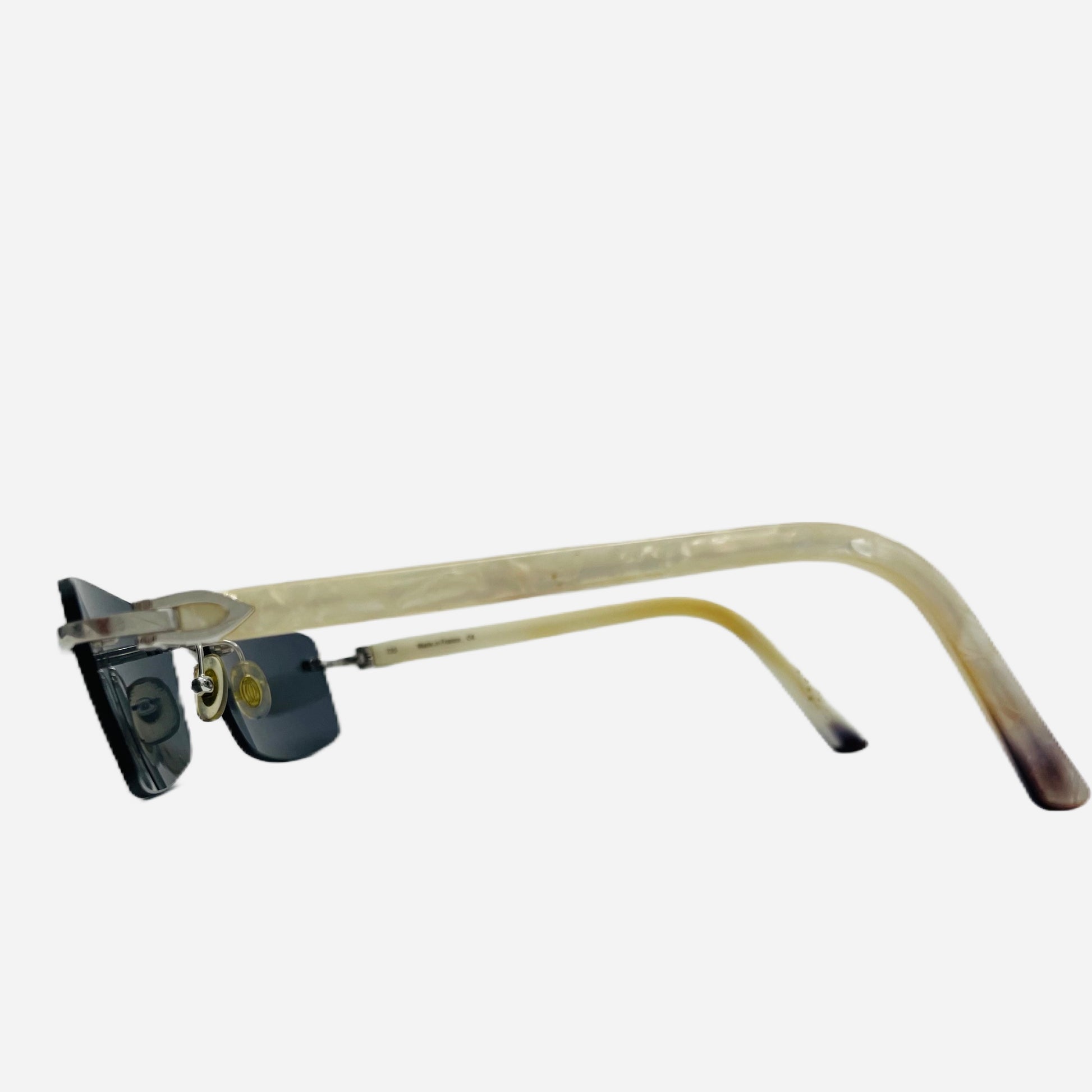 Vintage-Cartier-C-Decor-Rimless-Mother-of-Pearl-Platinum-Sonnenbrille-Sunglasses-the-seekers-side-perlmutt-marbled-temples