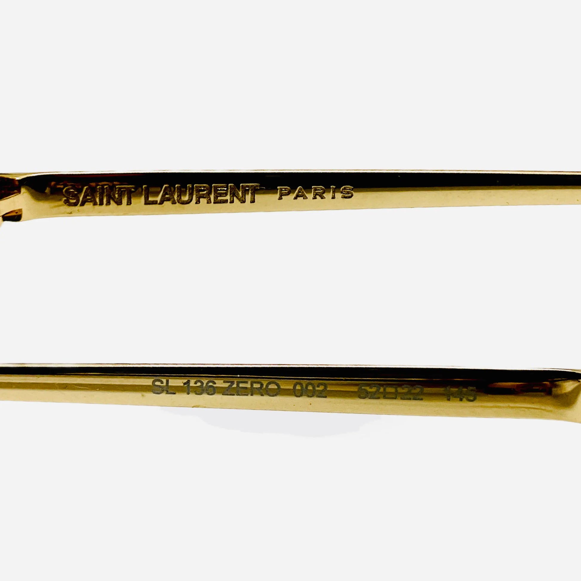 Vintage-Saint-Laurent-Sonnenbrille-Sunglasses-SL-136-ZERO-002-colour-gold-temples