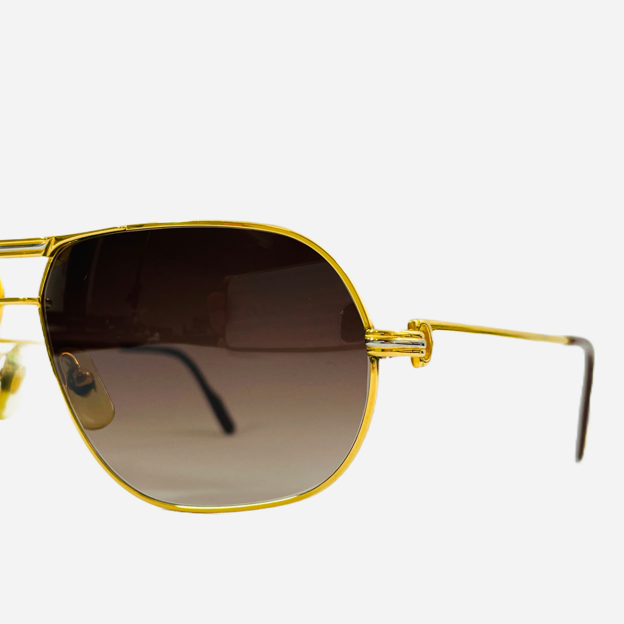 Cartier Vendome Louis 22k Gold-plated Sunglasses | eBay